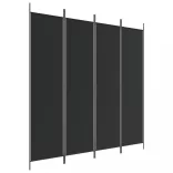 4 paneles fekete szövet térelválasztó 200 x 200 cm