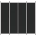 4 paneles fekete szövet térelválasztó 200 x 200 cm
