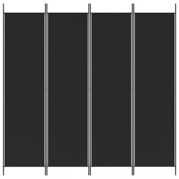 4 paneles fekete szövet térelválasztó 200 x 200 cm