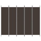 5 paneles barna szövet paraván 250x200 cm