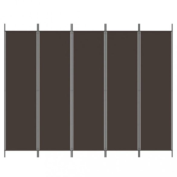 5 paneles barna szövet paraván 250x200 cm