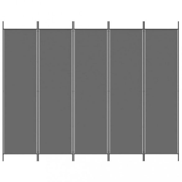 5 paneles antracitszürke szövet térelválasztó 250x200 cm