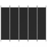 5 paneles fekete szövet térelválasztó 250x200 cm