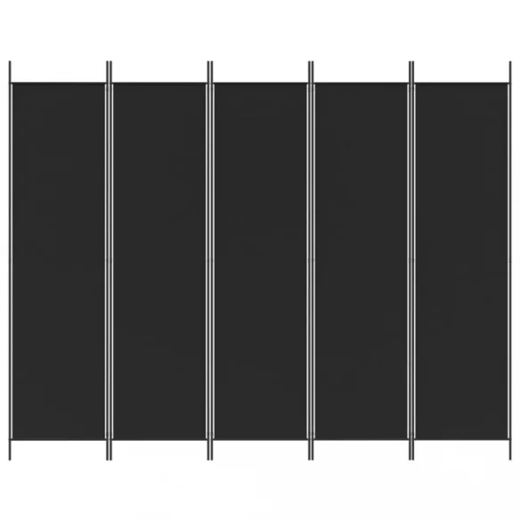 5 paneles fekete szövet térelválasztó 250x200 cm