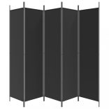 5 paneles fekete szövet térelválasztó 250x200 cm