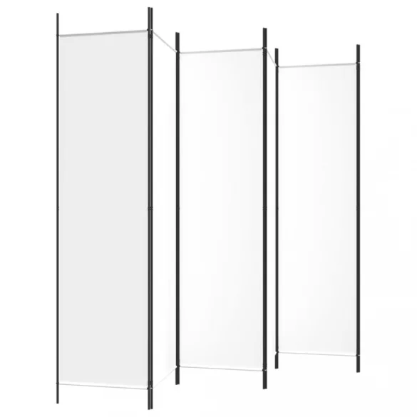 6 paneles fehér szövet térelválasztó 300x200 cm