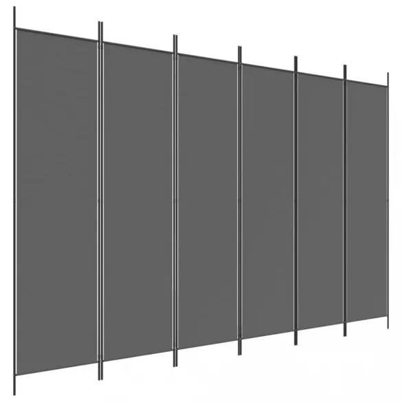 6 paneles antracitszürke szövet térelválasztó 300x200 cm