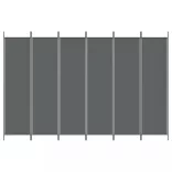 6 paneles antracitszürke szövet térelválasztó 300x200 cm