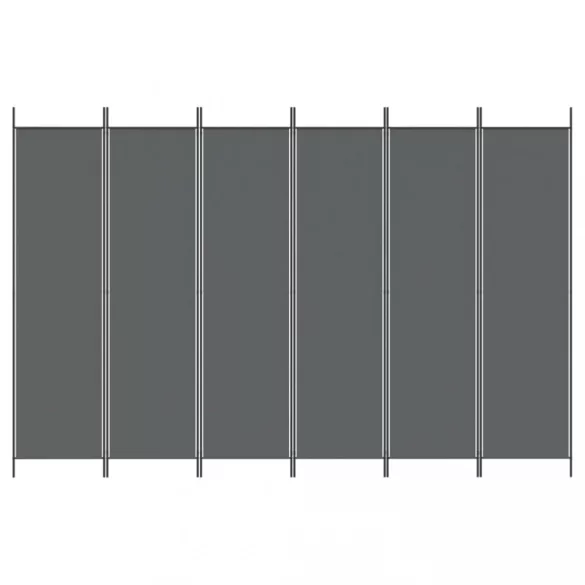 6 paneles antracitszürke szövet térelválasztó 300x200 cm