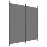 4 paneles antracitszürke szövet térelválasztó 200x220 cm