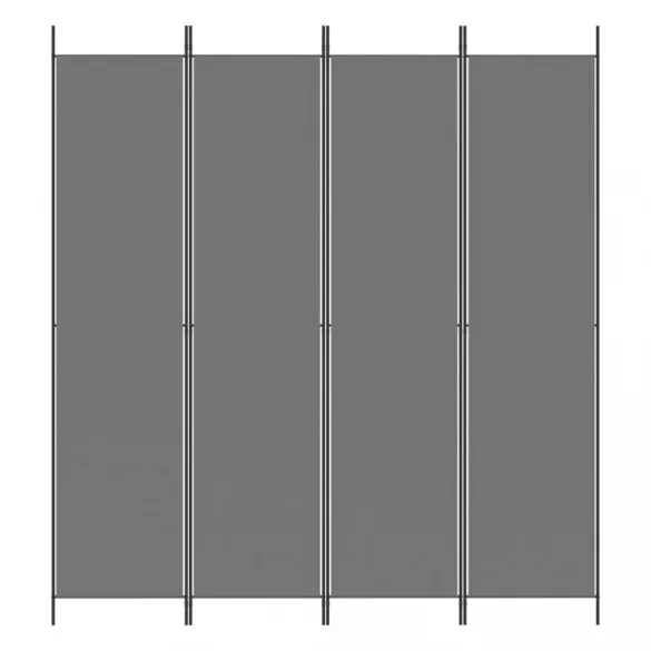 4 paneles antracitszürke szövet térelválasztó 200x220 cm
