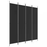 4 paneles fekete szövet térelválasztó 200x220 cm