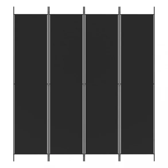 4 paneles fekete szövet térelválasztó 200x220 cm