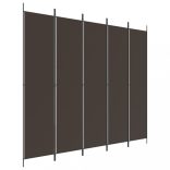 5 paneles barna szövet paraván 250 x 220 cm