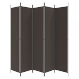 5 paneles barna szövet paraván 250 x 220 cm