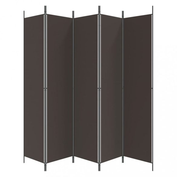 5 paneles barna szövet paraván 250 x 220 cm