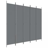 5 paneles antracitszürke szövet térelválasztó 250 x 220 cm