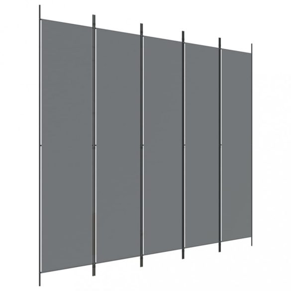 5 paneles antracitszürke szövet térelválasztó 250 x 220 cm