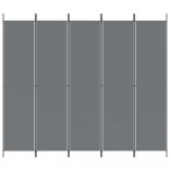 5 paneles antracitszürke szövet térelválasztó 250 x 220 cm
