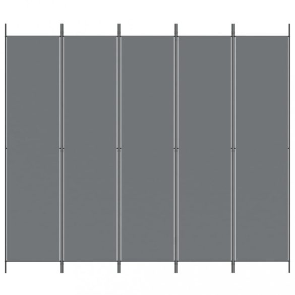 5 paneles antracitszürke szövet térelválasztó 250 x 220 cm
