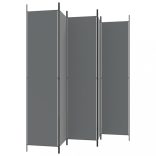5 paneles antracitszürke szövet térelválasztó 250 x 220 cm