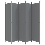 5 paneles antracitszürke szövet térelválasztó 250 x 220 cm