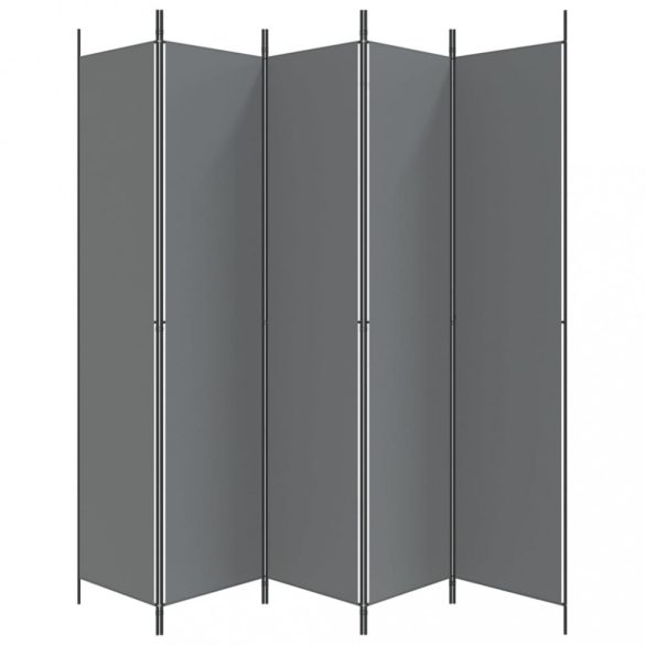 5 paneles antracitszürke szövet térelválasztó 250 x 220 cm