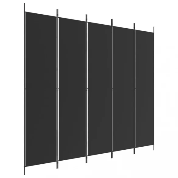 5 paneles fekete szövet térelválasztó 250x220 cm