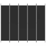 5 paneles fekete szövet térelválasztó 250x220 cm