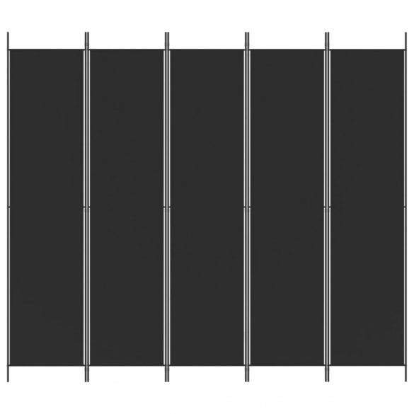 5 paneles fekete szövet térelválasztó 250x220 cm