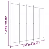5 paneles fekete szövet térelválasztó 250x220 cm