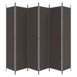 6 paneles barna szövet paraván 300 x 220 cm
