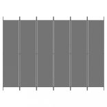 6 paneles antracitszürke szövet térelválasztó 300 x 220 cm