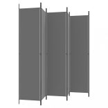 6 paneles antracitszürke szövet térelválasztó 300 x 220 cm