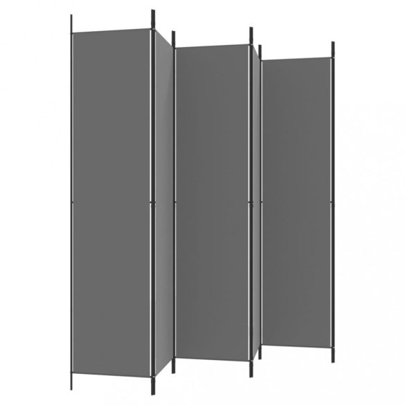 6 paneles antracitszürke szövet térelválasztó 300 x 220 cm
