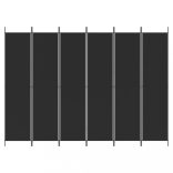 6 paneles fekete szövet térelválasztó 300x220 cm