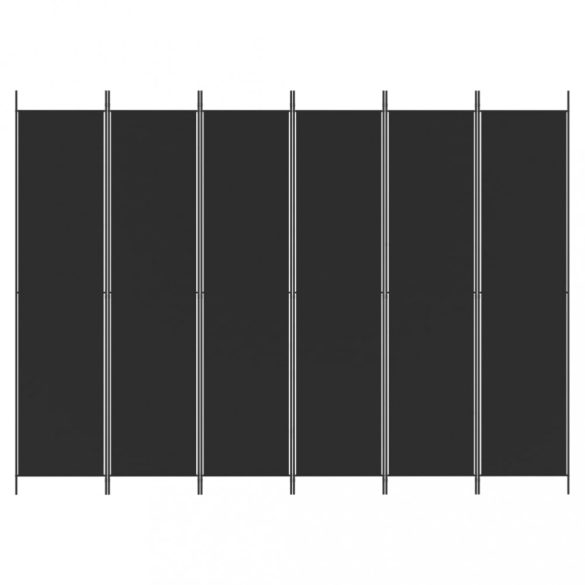6 paneles fekete szövet térelválasztó 300x220 cm