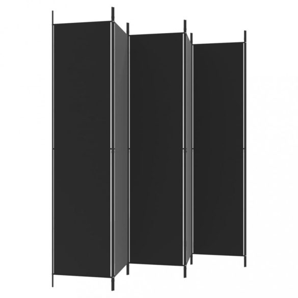 6 paneles fekete szövet térelválasztó 300x220 cm