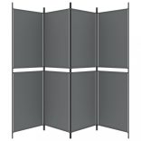 4 paneles antracitszürke szövet térelválasztó 200 x 180 cm