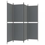 4 paneles antracitszürke szövet térelválasztó 200 x 180 cm