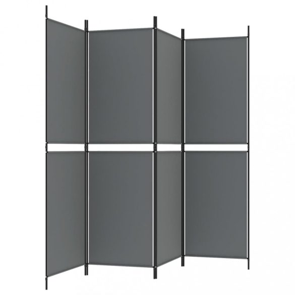 4 paneles antracitszürke szövet térelválasztó 200 x 180 cm