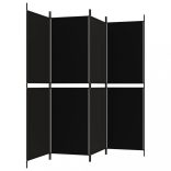 4 paneles fekete szövet térelválasztó 200 x 180 cm