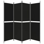 4 paneles fekete szövet térelválasztó 200 x 180 cm