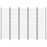 fehér 5 paneles paraván 250x180 cm szövet