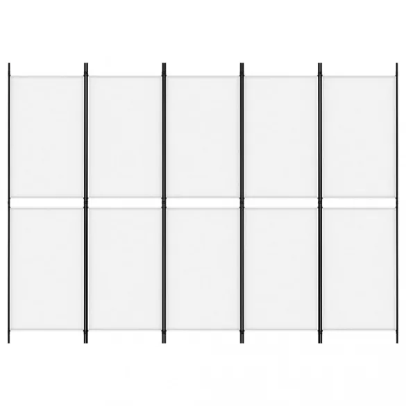 fehér 5 paneles paraván 250x180 cm szövet