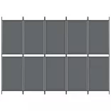 5 paneles antracitszürke szövet térelválasztó 250x180 cm