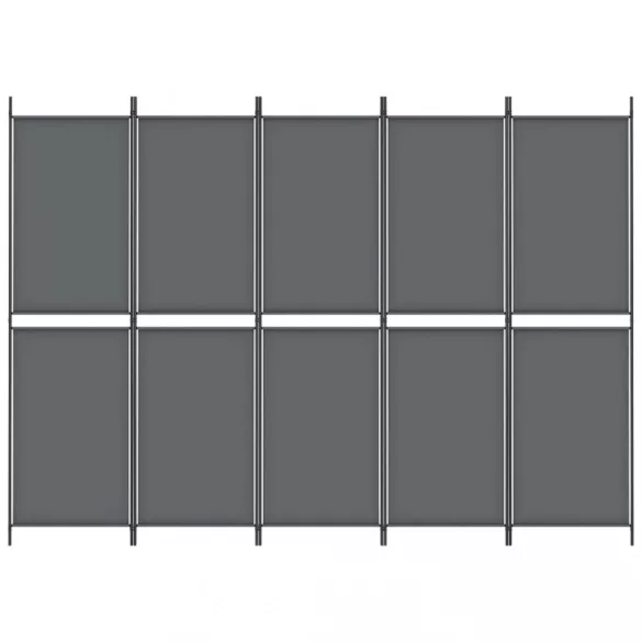 5 paneles antracitszürke szövet térelválasztó 250x180 cm