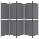 5 paneles antracitszürke szövet térelválasztó 250x180 cm