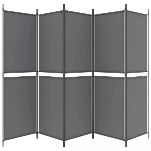 5 paneles antracitszürke szövet térelválasztó 250x180 cm