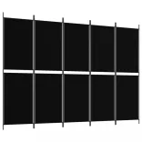 5 paneles fekete szövet térelválasztó 250x180 cm